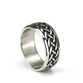 Bague viking pour homme en acier titane avec motif tressé vintage et finition argentée - Style de Texture Tressée (03703)