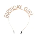 Serre-tête Birthday Girl doré avec strass blancs étincelants pour accessoires de fête - Or Diamant Blanc