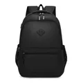 Minimalistischer schwarzer Reise-Rucksack mit Reißverschlusstasche und seitlichen Netztaschen - Schwarz