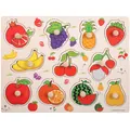 Wooden peg puzzle featuring colorful assorted fruits for toddler early learning - Fruit Theme Peg Puzzle