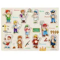 Educational wooden peg puzzle featuring 11 professional career characters for children - Professional Characters Peg Puzzle