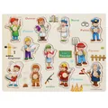 Educational wooden peg puzzle featuring 11 professional career characters for children - Professional Characters Peg Puzzle