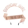 Coffret anniversaire or rose avec serre-tête strass et écharpe scintillante - Or Rose Strass Blanc + Écharpe Or Rose