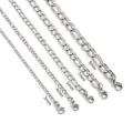 Collane Figaro in argento lucido in cinque larghezze da 3 mm a 9 mm con chiusure a moschettone - Color Acciaio