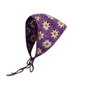 Dunkelila gehäkeltes Bandana mit weißen Gänseblümchen und Schnürbändern - Einheitsgröße / Sonnenblume Lila