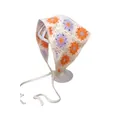Gehäkeltes Blumentuch in Creme und Orange mit Vintage-Boho-Stil Bindebändern - Einheitsgröße / Zweifarbig Blau Orange