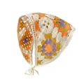 Gehäkeltes florales Dreieckstuch in Orange und Lila für einen Retro-Stil - Einheitsgröße / Oma-Quadrat Orange Lila
