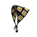 Schwarzes Häkel-Dreieckstuch mit weißen Sonnenblumen und Smiley-Gesicht-Mustern - Einheitsgröße / Smiley Schwarz