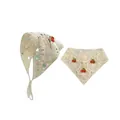 Häkel-Set für Babys: Stirnband und Lätzchen in Off-White mit roten Stick-Kirschen - Einheitsgröße / Kirsche