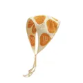 Handgefertigtes gehäkeltes Dreieckstuch in Creme mit orangen Herzmustern und Bändern - Einheitsgröße / Herz Orange