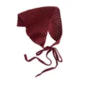 Dunkelrotes Häkel-Dreieckstuch im Retro-Stil mit Bindebändern für Damen Mode - Gitter Rot