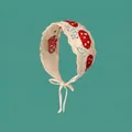 Gehäkeltes Haarband mit Erdbeeren-Stickerei in Beige auf grünem Hintergrund - Pilz Band Aprikose
