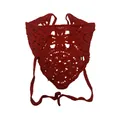 Handgefertigtes weinrotes Häkel-Kopftuch mit hohlem Mandala-Blumenmuster-Spitzendesign - Einfarbig Rot