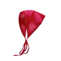 Handgefertigtes rotes Häkel-Dreieckstuch mit rosa Herzmustern und verstellbaren Bändern - Einheitsgröße / Herz Rot