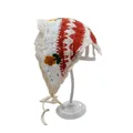 Handgefertigtes Häkel-Bandana mit orangen Streifen und gelben Blumen auf weißem Grund - Einheitsgröße / Kleiner Garten Rot