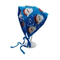 Königsblaues Häkel-Kopftuch mit Weihnachtsmann-Muster und praktischen Bindebändern - Einheitsgröße / Weihnachtsmann Blau