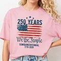 Rosa Rundhals-T-Shirt mit US-Grafikdruck zum 250. Jahrestag für Damen-Freizeit - S / Rosa