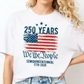 Damen T-Shirt in Weiß mit US-Flaggen-Grafik zum 250. Jubiläum der USA-Gründung - S / Weiß