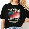 Damen T-Shirt in Schwarz zum 250. Jubiläum der USA mit We the People Grafikprint - S / Schwarz