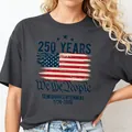 T-shirt femme gris anthracite avec imprimé commémoratif des 250 ans des USA - Gris