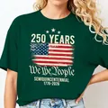 T-shirt vert foncé commémoratif du 250e anniversaire avec drapeau américain rétro - Vert Foncé