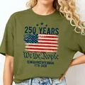 T-shirt vert armée avec imprimé patriotique du 250e anniversaire des États-Unis - Vert Militaire