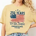 T-shirt crème pour femme avec drapeau US vintage et imprimé du 250e anniversaire - Abricot