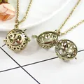 Collana con medaglione Om in bronzo vintage con pendente a sfera cava apribile - Ciondolo Simbolo Om 3D Bronzo Antico
