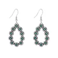 Vintage silver finish boho dangle earrings with turquoise stones in a floral teardrop shape - Antique Silver Turquoise Floral Style (sku9346)