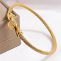 Bracelet torsadé doré avec fermoir manille en fer à cheval pour cadeau de bijoux - Doré