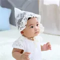 White lace baby elf hat and matching short sleeve top set with floral embroidery - Butterfly Pixie Hat