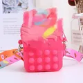 Bolso bandolera Pop It de silicona rosa para niños con estrella amarilla y correa - Rosa Roja