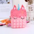 Bolso bandolera de silicona unicornio rosa con burbujas sensoriales para niñas - Rosa