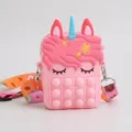 Roze eenhoorn siliconen schoudertas met pop-it bubbels voor kids en volwassenen - Roze
