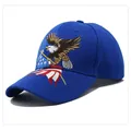 Dunkelblaue Baseballkappe mit detaillierter Stickerei der US-Flagge und des Adlers für Damen - M (56-58cm) / Blau