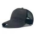 Dark grey faux suede and mesh trucker cap with breathable back and curved brim - Adjustable (56-58cm) / Dark Gray