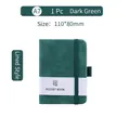 A7 pocket notebook in dark green matte leather with elastic strap and pen loop - A7 / Green