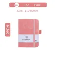 Pink A7 pocket notebook with elastic band and faux leather texture for students - A7 / Pink