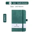 A6 portable pocket notebook in dark green leather finish with elastic band and ruled pages - A6 / Green