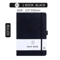 A5 black PU leather notebook with elastic closure strap and side pen holder - A5 / Black