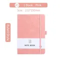 Pink A5 faux leather notebook with elastic closure strap and lateral pen loop - A5 / Pink
