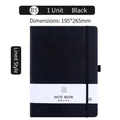 Black B5 faux leather notebook with elastic strap and pen holder, 195x265mm ruled size - B5 / Black