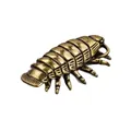 Macro shot of antique bronze woodlouse figurine showing realistic segmented body texture - Giant Isopod