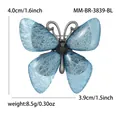 Blaue Schmetterling-Brosche mit Acrylflügeln und schwarzem Stein inklusive Maßen - Blau