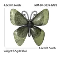 Olivgrüne Schmetterlingsbrosche mit schwarzem Edelstein, Maße 4,0 cm x 3,9 cm - Grün