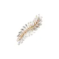 Macro detail of leaf-shaped gold hair clip with crystal marquise rhinestones - Gold Transparent Style (4)