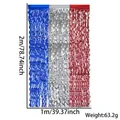 Metallischer Folienvorhang in Blau Weiß Rot 1x2m Fotohintergrund für Unabhängigkeitstag - 100x200cm / Blau-Silber-Rot Krummsäbel-Stil