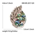 Vintage silver peacock brooch with natural abalone shell and sparkling crystals - Gold (MM-BR-2817-GD)