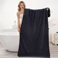 Extra large dark blue coral fleece bath towel made of soft microfiber fabric - 90*180cm / Dark Grey Plain