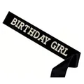 Elegant black satin birthday sash with sparkling gold glitter Birthday Girl lettering - Black Satin Birthday Sash (BIRTHDAY GIRL)